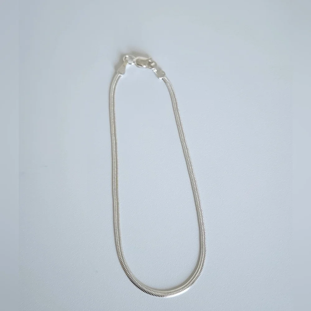 925 Sterling Silver Flat Snake Chain Bracelet Style Minimalist